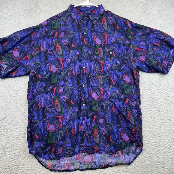 PRIVATE PARTY Other - In Private Shirt Mens XL Multicolor 100% Silk Abstract Art Button Up Vintage 90s